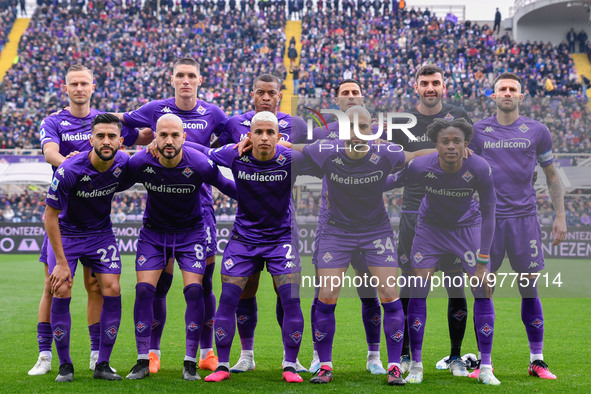 ACF Fiorentina team line-up during the italian soccer Serie A match CF Fiorentina vs US Lecce on March 19, 2023 at the Artemio Franchi stadi...