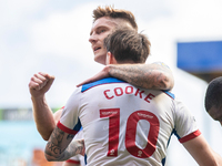 Goal 0-1 Callum Cooke #10 of Hartlepool United celebrates his goal with team-mate during the Sky Bet League 2 match between Bradford City an...