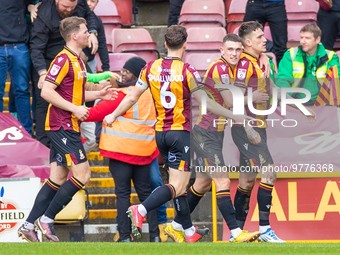 Andy Cook #9 of Bradford City celebrates his goal during the Sky Bet League 2 match between Bradford City and Hartlepool United at the Unive...