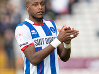 Mohamed Sylla #20 of Hartlepool United applauds at full time during the Sky Bet League 2 match between Bradford City and Hartlepool United a...