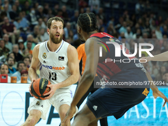 Sergio Rodriguez  of Real Madrid during the 2022/2023 ACB League match between Real Madrid and Cazoo Baskonia Vitoria Gasteiz at Wizink Cent...