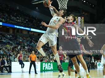 Mario Hezonja  of Real Madrid during the 2022/2023 ACB League match between Real Madrid and Cazoo Baskonia Vitoria Gasteiz at Wizink Center...