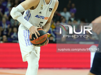 Rudy Fernandez  of Real Madrid during the 2022/2023 ACB League match between Real Madrid and Cazoo Baskonia Vitoria Gasteiz at Wizink Center...