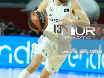 Sergio Rodriguez  of Real Madrid during the 2022/2023 ACB League match between Real Madrid and Cazoo Baskonia Vitoria Gasteiz at Wizink Cent...