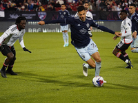 March 18, 2023, Frisco, United States: Sporting KC forward Daniel Salloi controls the ball in the offensive zone during second half action o...