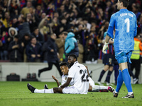 Real Madrid players defeated after the Barcelona victory during the ''El Clasico'' La Liga match between FC Barcelona v Real Madrid at Spoti...