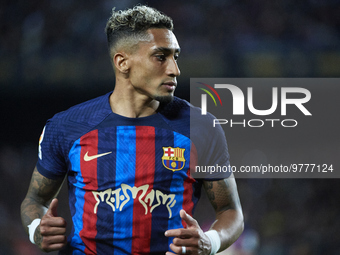 Raphinha Dias of FC Barcelona during a match between FC Barcelona v Real Madrid as part of LaLiga in Barcelona, Spain, on March 19, 2022.  (