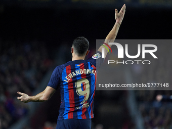 Robert Lewandowski of FC Barcelona during a match between FC Barcelona v Real Madrid as part of LaLiga in Barcelona, Spain, on March 19, 202...