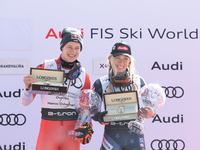 Mikaela SHIFFRIN of USA and Marco ODERMATT of Switzerland winners the Overall Audi FIS Alpine Ski World Cup Finals Andorra 2023, on March 19...