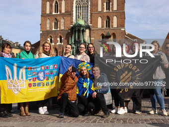Families of Ukrainian soldiers and war prisoners and supporters attend a daily demonstration of solidarity with Ukraine at the Main Square o...