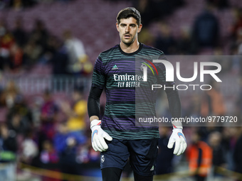 01 Thibaut Courtois of Real Madrid during the “El Clasico” La Liga match between FC Barcelona v Real Madrid at Spotify Camp Nou Stadium in B...