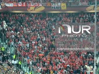 Benfica supporters during the UEFA Europa League semifinal football match Juventus vs Benfica on May 1st, 2014 at the Juventus Stadium in Tu...
