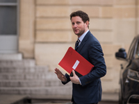 Deputy Minister of Ecological Transition Clement Baune arriving at the Elysee Palace for a working lunch, in Paris, on 27 March 2023. (