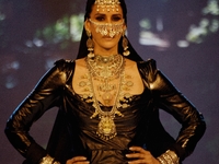 A model walk on a fashion runway during a Jewellery fashion show of India Bullion And Jewellers Association Ltd (IBJA) in Mumbai, India, 27...