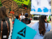 Climate change demonstrators stage a 