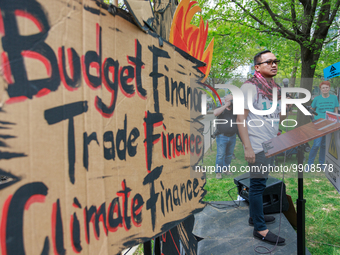 Climate change demonstrators stage a 