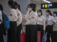 Healthcare Professionals participating in the Exchange Programme arriving at the West Kowloon High Speed Railway station on April 17, 2023 i...