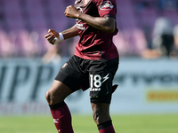 Lassana Coulibaly of US Salernitana celebrates after scoring third goal during the Serie A match between US Salernitana and US Sassuolo at S...