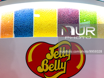 

A general view of the Jelly Belly booth is seen during International Sweets and Snacks, a leading trade fair starting in Cologne, Germany...
