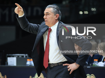 
Sergio Scariolo, head coach of Segafredo Virtus Bologna, is attending the LBA Italian Basketball Championship match between Segafredo Virtu...