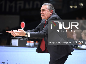 
Sergio Scariolo, head coach of Segafredo Virtus Bologna, is attending the LBA Italian Basketball Championship match between Segafredo Virtu...