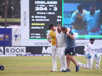 Paul Stirling of Ireland leaves to the pavilion after an injury during the first day of the second Test match between Sri Lanka and Ireland...