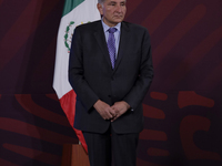 Adan Augusto Lopez Hernandez, Secretary of the Interior, leads a morning conference at the National Palace in Mexico City, after Andres Manu...
