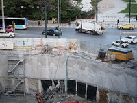 Construction of a large hotel in the center of Athens, Greece on April 24, 2024. (
