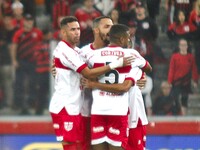  CRB player Anselmo Ramon celebrates his goal in the match against Athletico PR for the Brazilian Cup Round 3 - 2nd Leg at Arena da Baixada...