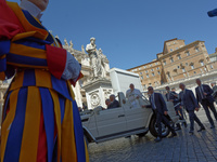 Pope Francis attends his weekly general audience in St. Peter's Square at The Vatican, Wednesday, April 26, 2023.  (