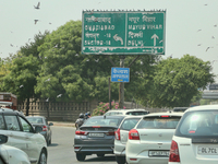Traffic in Greater Noida, Uttar Pradesh, India, on May 07, 2022. (