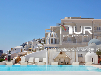 Swimming pool on Santorini Island
