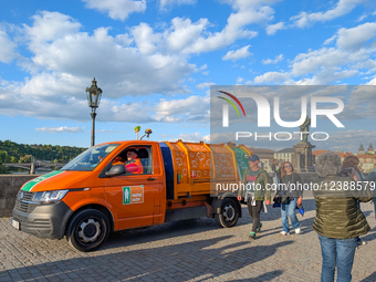 Municipal Cleaning Service On Charles Bridge In Prague