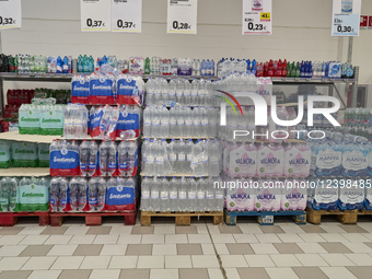 Plastic Water Bottles On Sale In A Supermarket