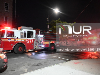 Multiple Vehicles Were Set On Fire In An Arson Attack In A Parking Lot With NYPD Vehicles On Myrtle Avenue And DeKalb Avenue