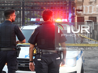 Multiple Vehicles Were Set On Fire In An Arson Attack In A Parking Lot With NYPD Vehicles On Myrtle Avenue And DeKalb Avenue