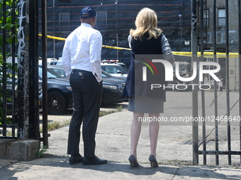 Multiple Vehicles Were Set On Fire In An Arson Attack In A Parking Lot With NYPD Vehicles On Myrtle Avenue And DeKalb Avenue