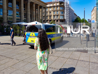 German Police Patrol At Pedestrian Zone
