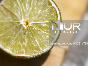 Cross-section Of Fresh Lime – Summer Produce In Spain
