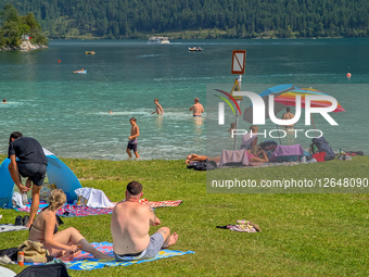 Summer Leisure At Lake Plansee In Tyrol