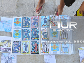 Italian Serie A Football Sticker Album Sold By Child In Town Square