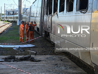Russian troops strike Intercity train depot in Kyiv.