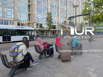 Travelers Waiting At Rotterdam Centraal Bus Terminal