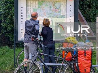 Senior Couple With Bicycles Reading A Map
