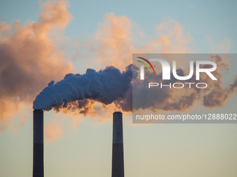 Pollution And Canda Geese In Flight: Miami Fort Power Station