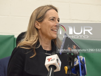 Governor-elect Mikie Sherrill Of New Jersey At Food Pantry Event At Essex County West Side Park