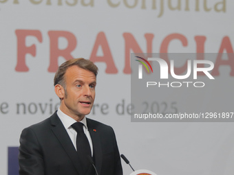 President Of France Emmanuel Macron News Conference In Mexico