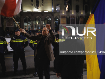 346th Day Of Continuous Protest On Rustaveli Avenue.