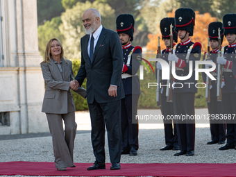  Italian Prime Minister Giorgia Meloni Meets Albanian Prime Minister Edi Rama