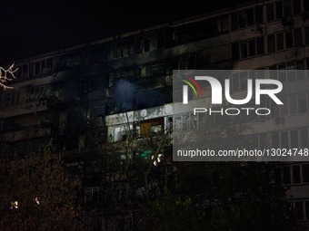 Impact of Russian combined strike on Kyiv.